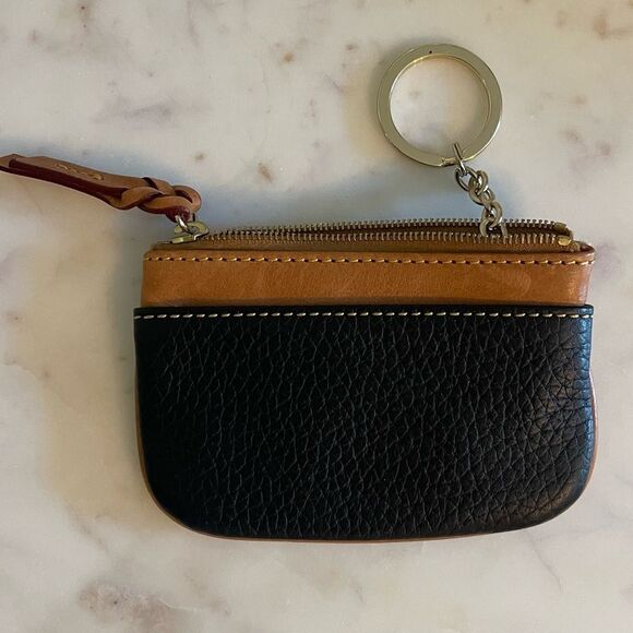 Dooney & Bourke Vintage Navy/Brown Card Key Holder Bag Charm - Picture 5 of 11